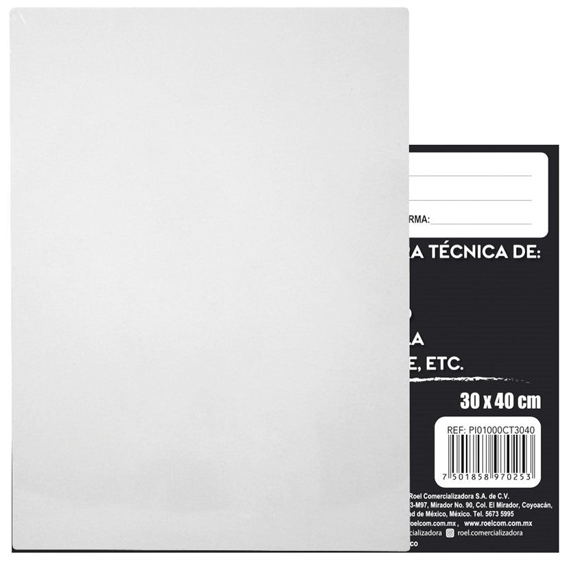 Cartón Forrado c/Tela Blanco 30×40cm INDART® PI01000CT3040 Pieza 7501858970253 02