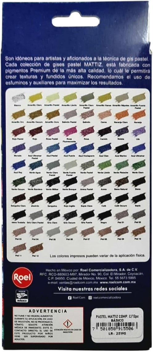 Barras Pastel Suaves Lingotes Colores Básico Colores Est.c/12 Mattiz® N32002000 Estuche 750185891550