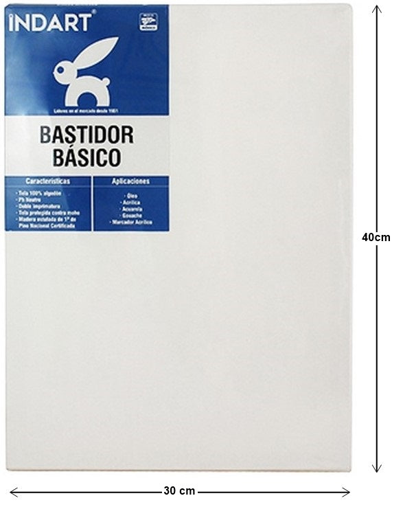 Bastidor Básico Tela Delgada 15/16" de canto 30×40cm INDART® PIBA003040 Pieza 7501858919689 01