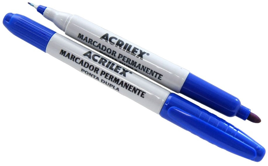 Marcador Permanente Doble Punta Azul Acrilex® A06212521 [Pieza] 7891153042961