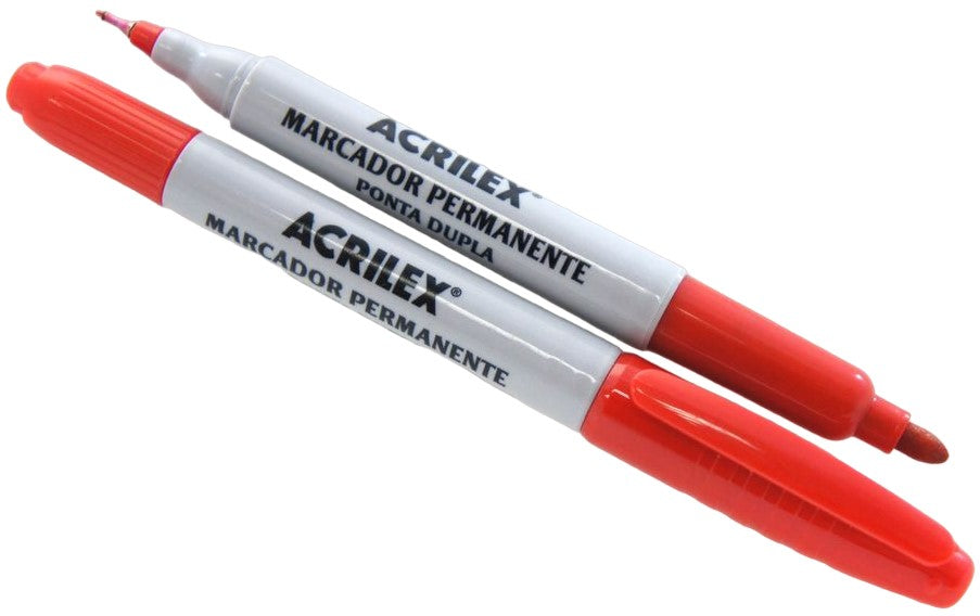 Marcador Permanente Doble Punta Rojo Acrilex® A06212523 [Pieza] 7891153042985