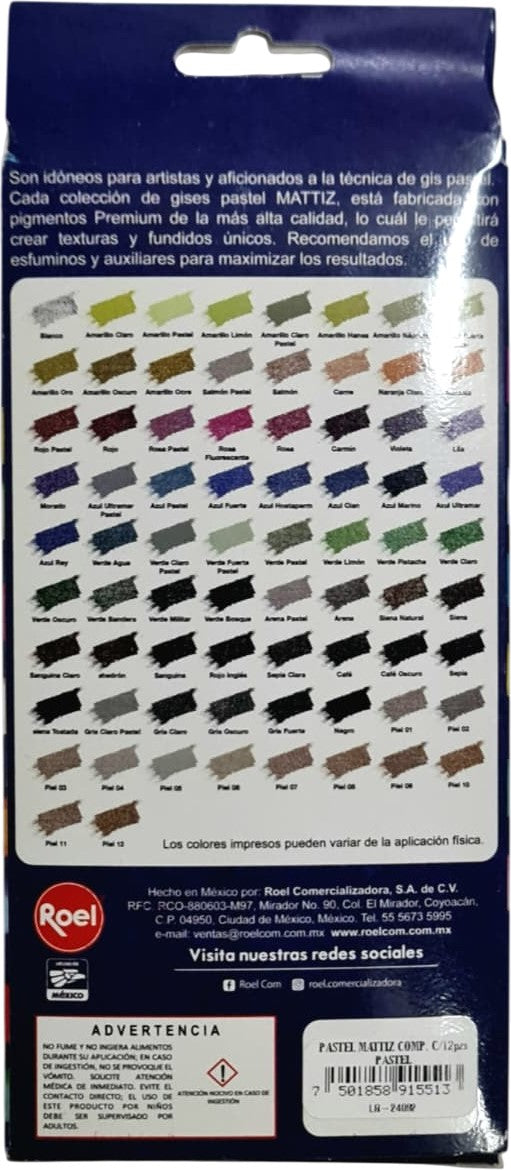 Barras Pastel Suaves Lingotes Colores Pastel Colores Est.c/12 Mattiz® N32003000 Estuche 750185891551