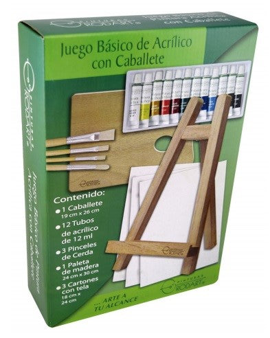 Pintura Acrílica Estuche Juego Básico c/Caballete 476 RODART® [Pieza] 7501139175476