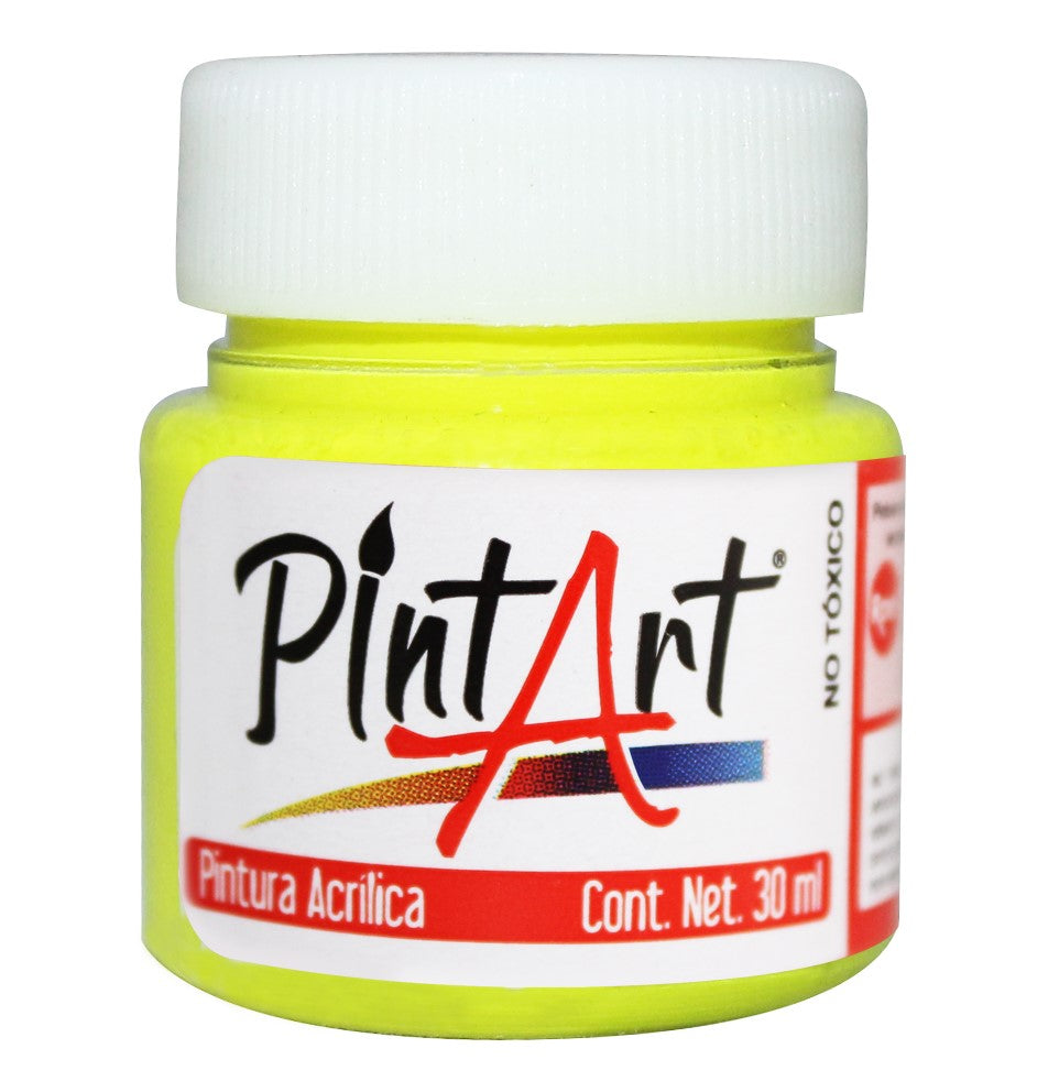 Pintura Acrílica PintArt Amarillo Fluorescente 30ml #980 PintArt® PPAEP03980 Pieza 7501858988494 01