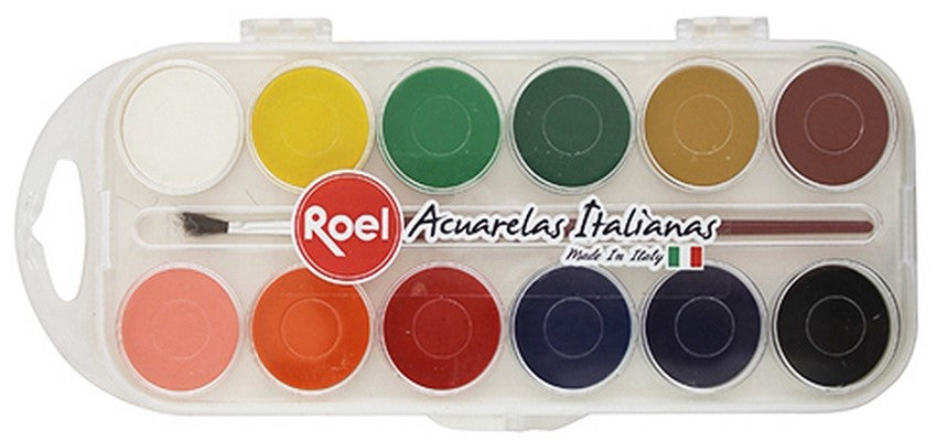 Pintura Acuarela Estuche Efecto Mate c/12 Colores Roel® ETC000704 [Estuche] 8015189007049