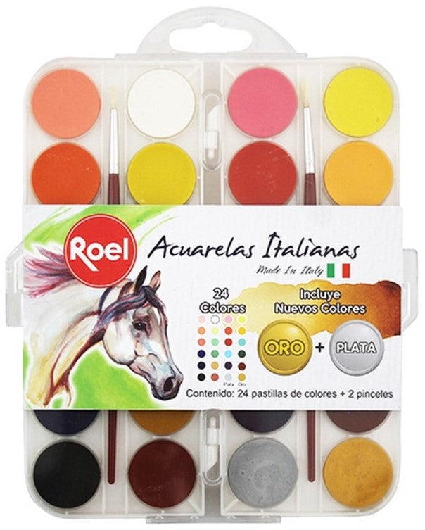 Pintura Acuarela Estuche Efecto Mate c/24 Colores Roel® ETC000703 [Estuche] 7501858974794