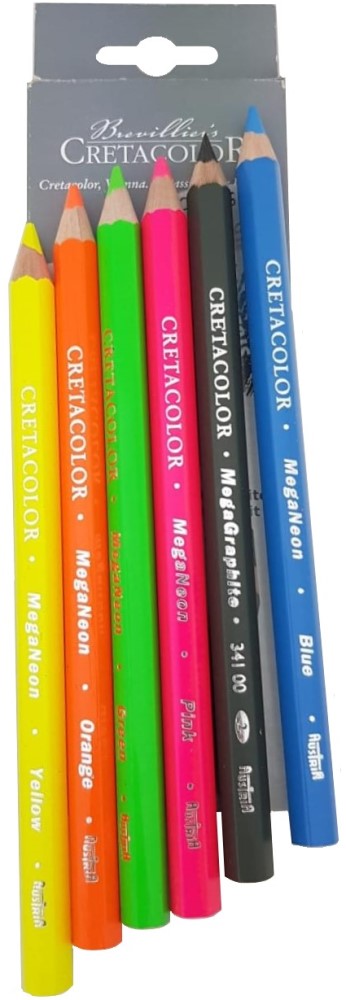 Lápiz p/Arte Mega Astist Studio c/6 Colores Neón CRETACOLOR® ECC028406 [Estuche] 9014400277109