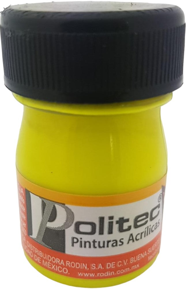 Pintura Acrílica Línea800 #801 Fluorescente 20ml Amarillo Neón Politec® Pieza 7501139136088 01 Imagen principal del producto