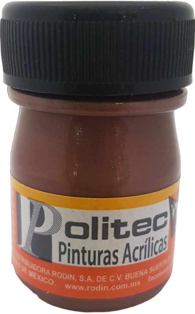 Pintura Acrílica Línea500 #504 Metálico 20ml Café Metálico Politec® [Pieza] 7501230050412