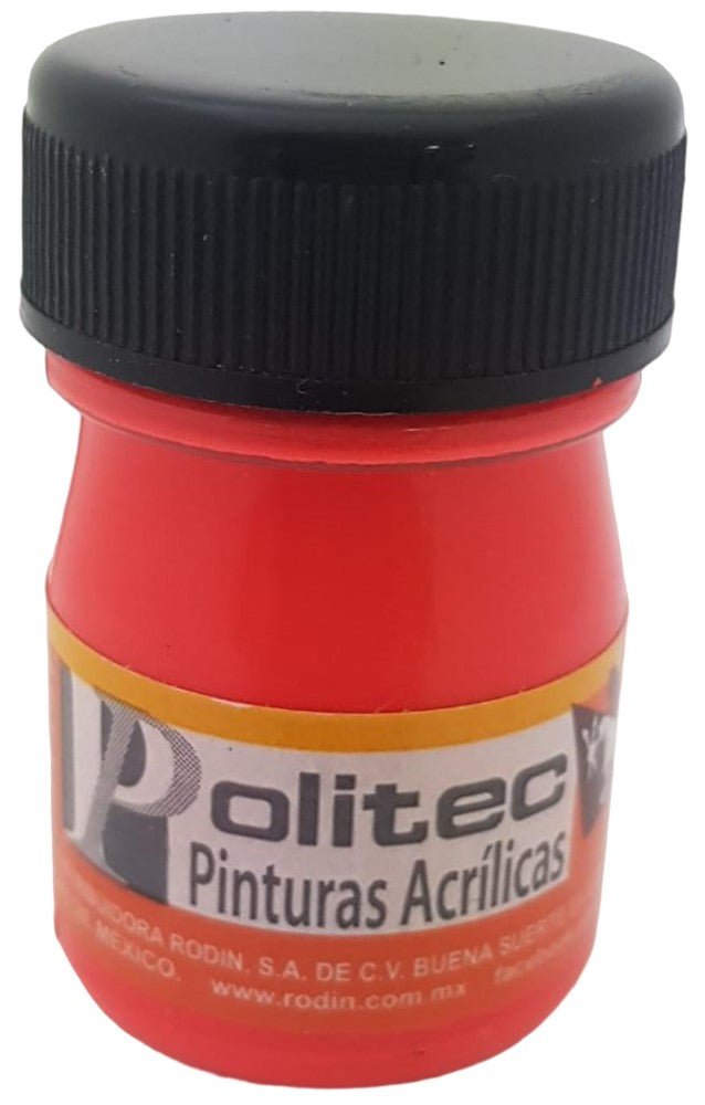 Pintura Acrílica Línea800 #802 Fluorescente 20ml Rojo Neón Politec® Pieza 7501230080211 01