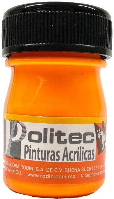 Pintura Acrílica Línea800 #803 Fluorescente 20ml Naranja Neón Politec® Pieza 7501230080310 01