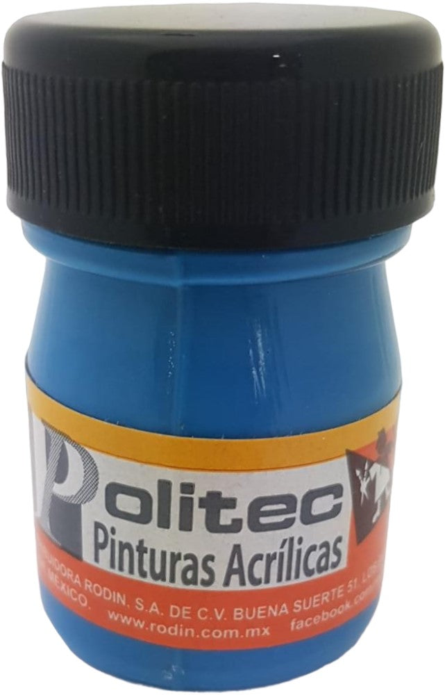 Pintura Acrílica Línea800 #805 Fluorescente 20ml Azul Neón Politec® Pieza 7501230080518 01