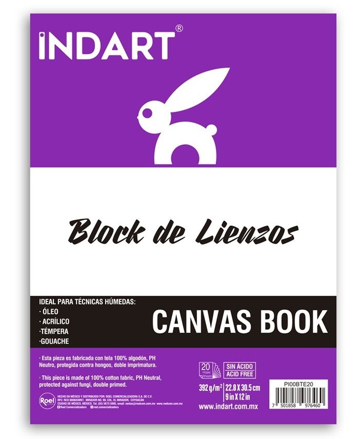 Block de Tela Tipo Estudiante 20 hojas 22.8×30.5c INDART® PI00BTE20 [Pieza] 7501858976460