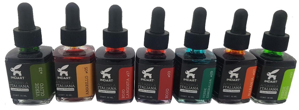 Pintura Acuarela Liquida Italiana Vidrio 30ml INDART® [Frasco] 3
