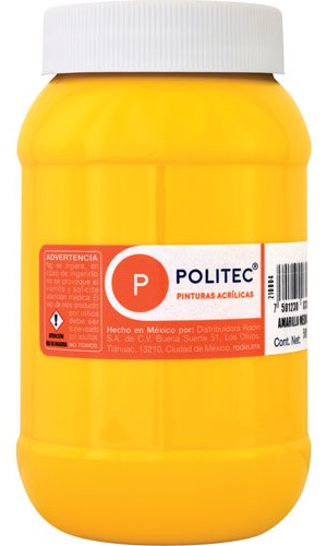 Pintura Acrílica Línea300 500ml Amarillo Medio Politec® #318 Pieza 7501230031862 01