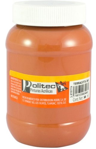 Pintura Acrílica Línea300 500ml Terracota Politec® #340 Pieza 7501230034061 01