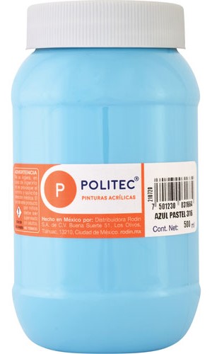 Pintura Acrílica Línea300 500ml Azul pastel Politec® #316 Pieza 7501230031664 01