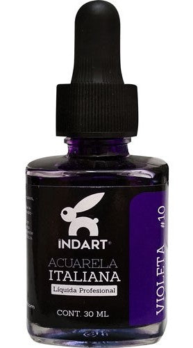 Pintura Acuarela Liquida Italiana Vidrio 30ml Violeta 010 INDART® PIALV03010 Frasco 7501858994037 01