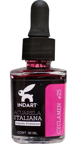 Pintura Acuarela Liquida Italiana Vidrio 30ml Cyclamen 025 INDART® PIALV03025 Frasco 7501858993887 0