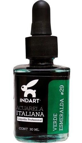 Pintura Acuarela Liquida Italiana Vidrio 30ml Verde Esmeralda 029 INDART® PIALV03029 Frasco 75018589
