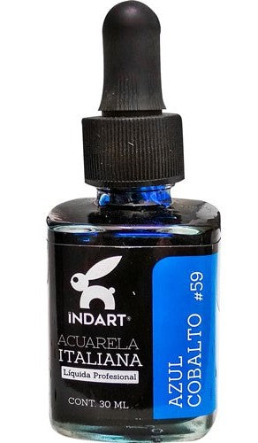 Pintura Acuarela Liquida Italiana Vidrio 30ml Azul Cobalto 059 INDART® PIALV03059 Frasco 75018589938