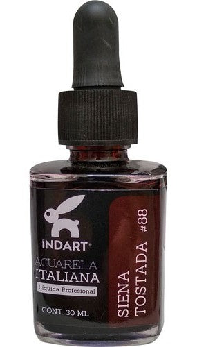 Pintura Acuarela Liquida Italiana Vidrio 30ml Siena Tostada 088 INDART® PIALV03088 Frasco 7501858994