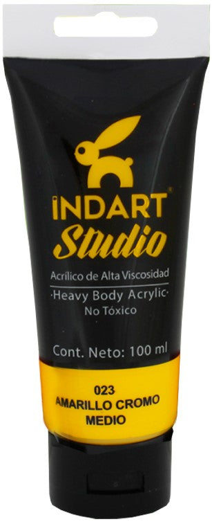Pintura Acrílica INDART #023 Alta Viscosidad 100ml Amarillo CromoM Studio INDART® PIAAV07023 [Pieza] 7501858997311
