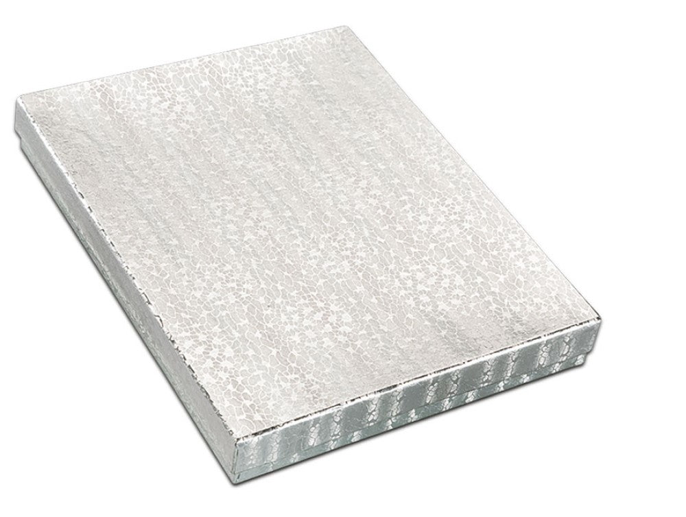 Caja p/Joyería Comet Collar Mediano c/Algodón Plateado 15½×13×2½ JewelryPack® 1106.SL Pieza 01