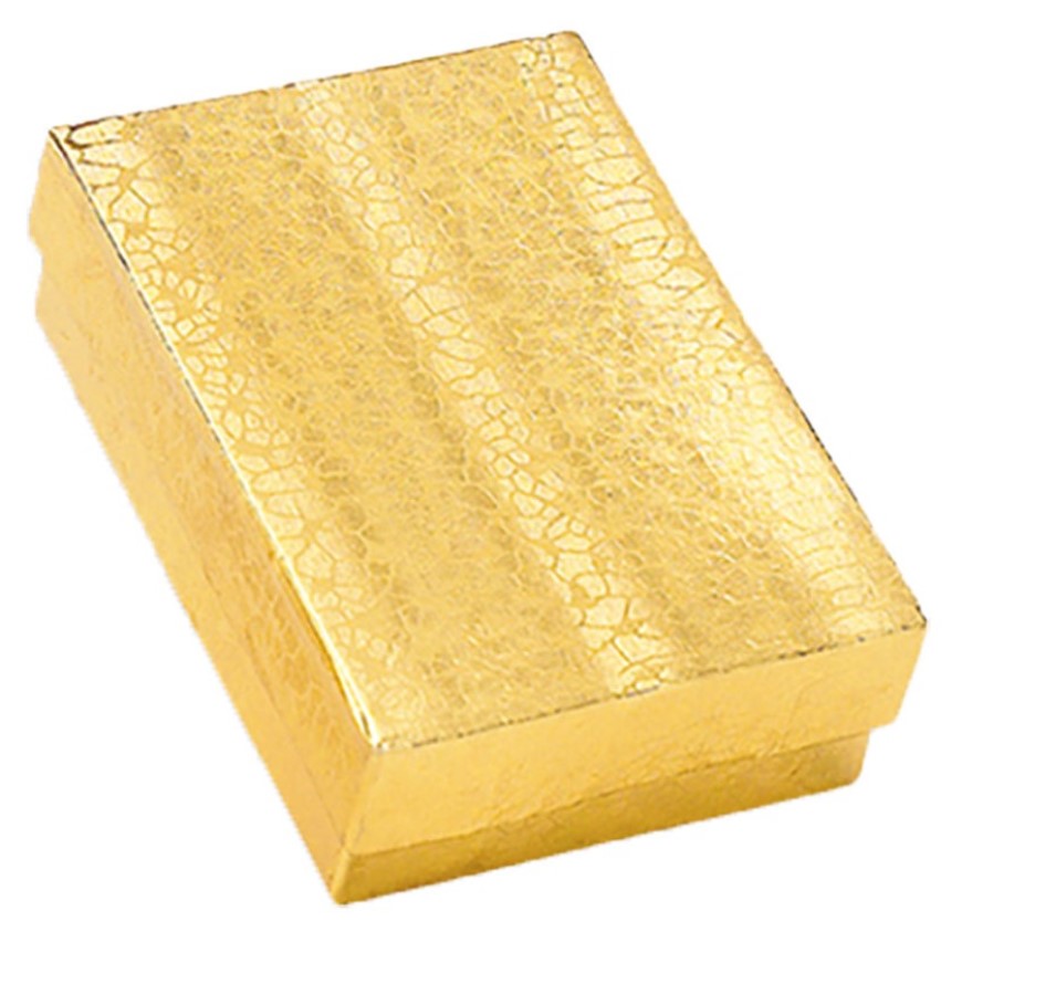 Caja p/Joyería Comet Chica c/Algodón Dorado 7×4×2cm JewelryPack® 1102.GD Pieza 01
