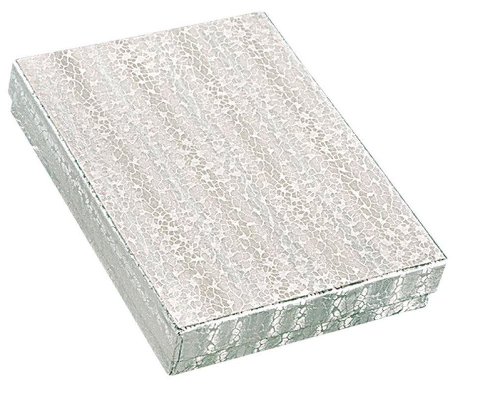 Caja p/Joyería Comet Collar Chico c/Algodón Plateado 13½×10×2½ JewelryPack® 1105.SL Pieza 01