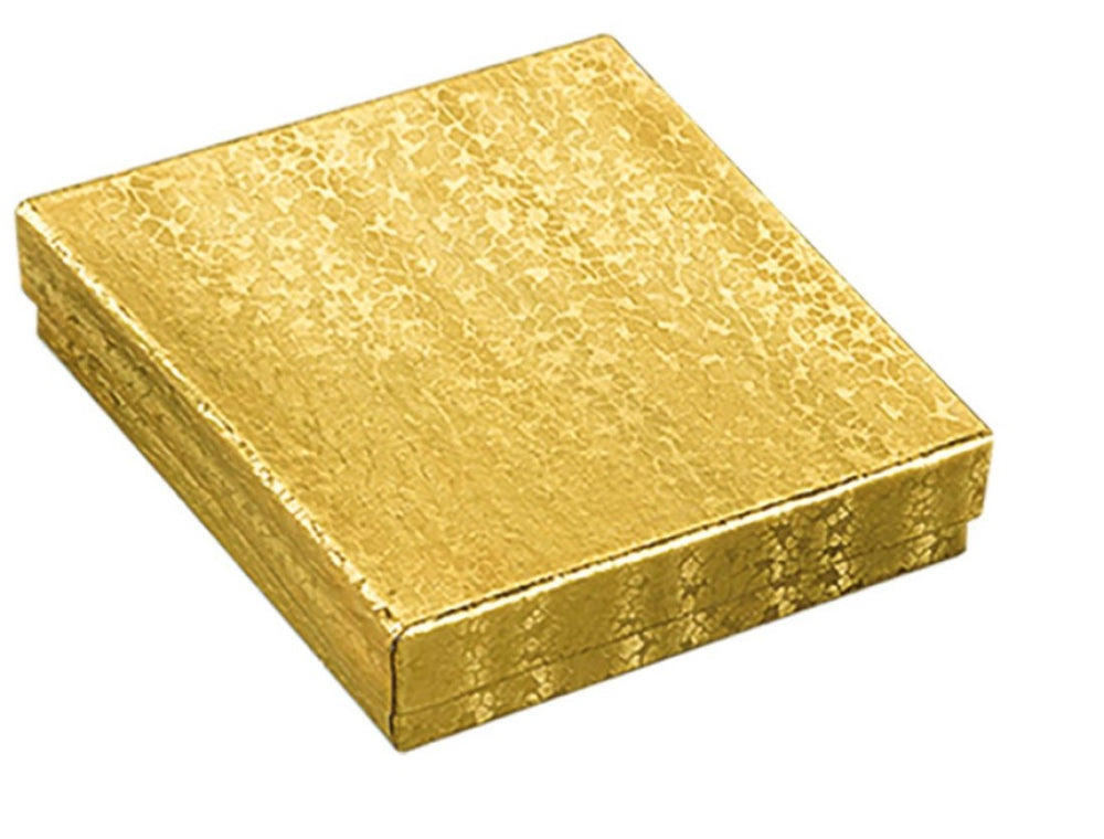 Caja p/Joyería Comet Cuadrada c/Algodón Dorado 8½×8½×2½ JewelryPack® 1104.GD Pieza 01