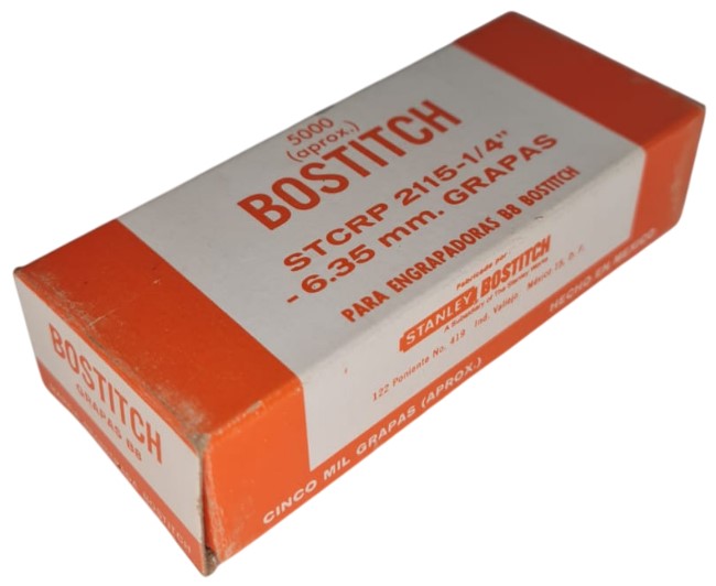 Grapa Power Crown STCRP 2115-¼ 6.35mm para B8 c/5000 Bostitch® STCR2115/4 [Caja] 77914007180 2