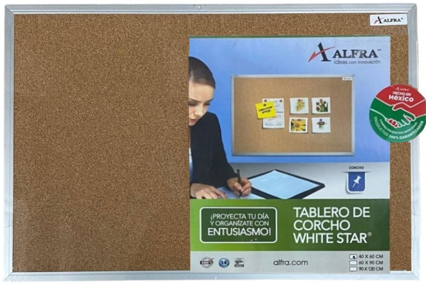 Tablero de Corcho White Star 40×60cm Alfra® [Pieza] 7501527948002