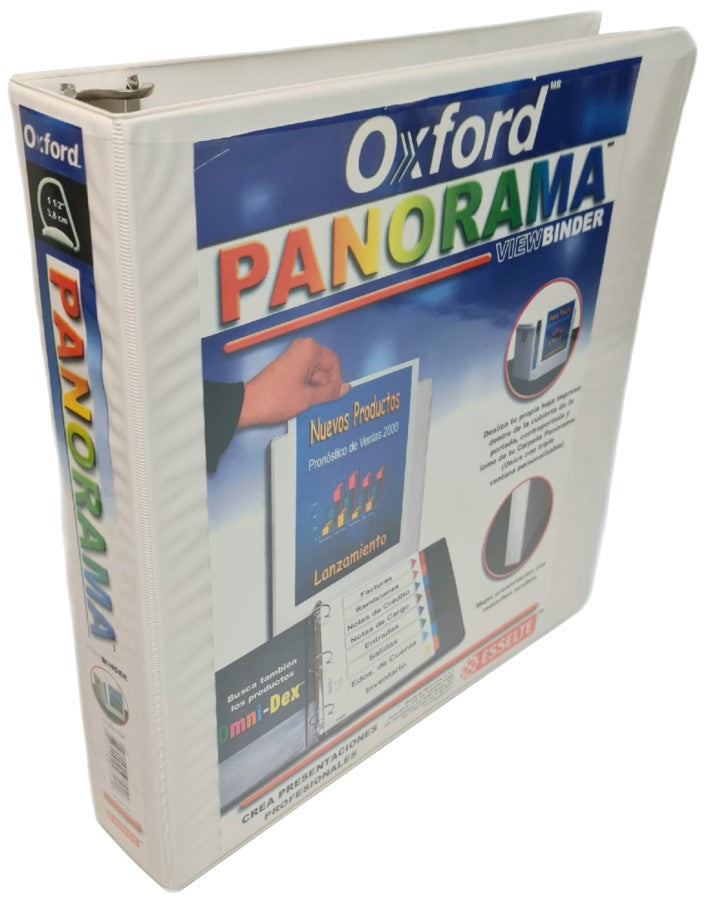 Carpeta 3 Argollas "D" Panorama 1½" Blanco Carta Oxford® 23504 Pieza 72156235049