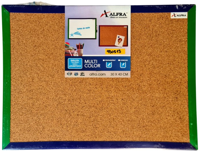 Tablero de Corcho Marco Plástico Multicolor 30×40cm Alfra® 2034 [Pieza] 7501527920343