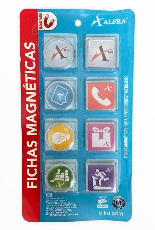Imanes Fichas Margnéticas Bliister c/8 Colores 3cm Alfra® 6787 [Paquete] 7501527967874