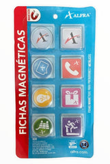 Imanes Fichas Margnéticas Bliister c/8 Colores 3cm Alfra® 6787 [Paquete] 7501527967874