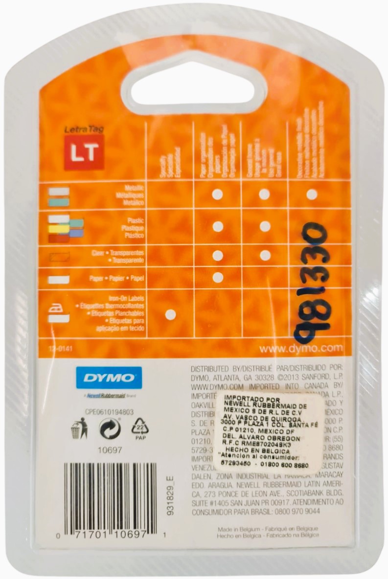 Cinta p/Rotulador LetraTag® LT Papel c/2 Blanco Perla 12mm×4m Dymo® 10697 [Paquete] 71701106971 2