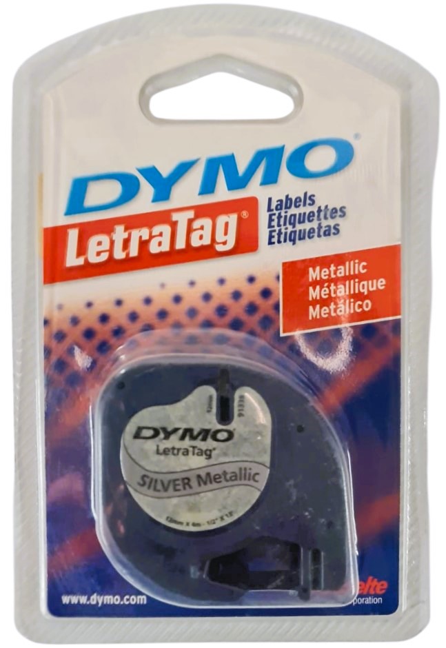 Cinta p/Rotulador LetraTag® LT Plastificada Plata Metálico 12mm×4m Dymo® 91338 [Pieza] 71701913388