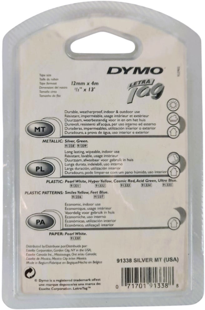 Cinta p/Rotulador LetraTag® LT Plastificada Plata Metálico 12mm×4m Dymo® 91338 [Pieza] 71701913388 6