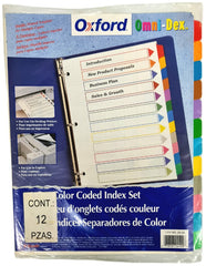 Separador Hojas p/Carpeta Omni-Dex Índice Colores c/12 Blanco colorTap Carta Oxford® 24120 Bolsa de