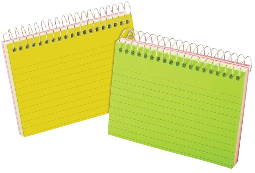 Tarjeta Índice Rayada c/Espiral c/100 Colores Neón(4) 3×5" Oxford® 40281 Paquete 78787402812 02
