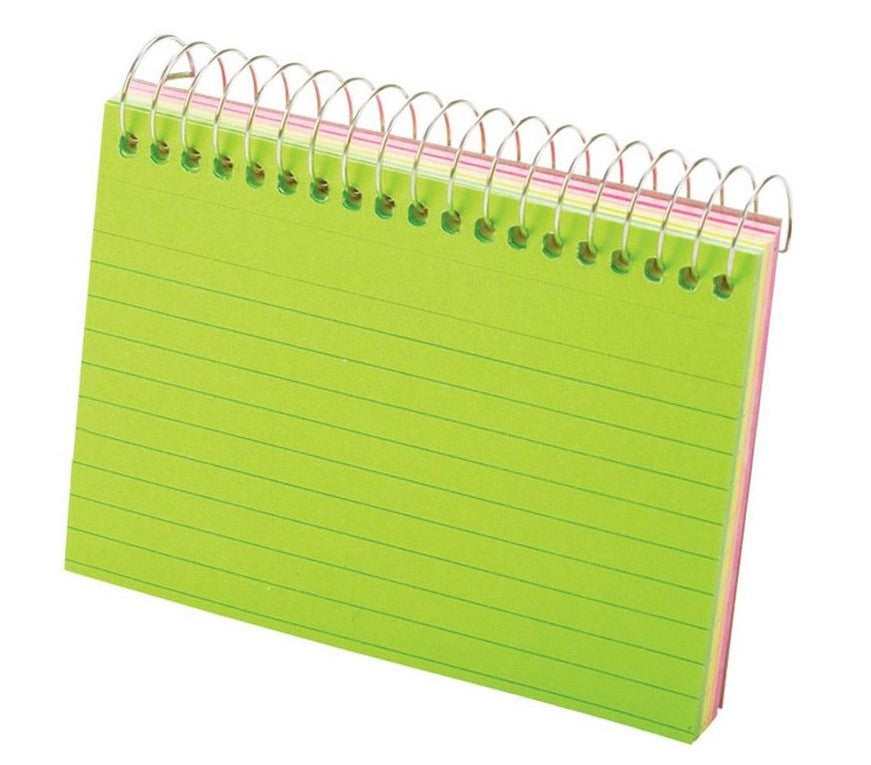 Tarjeta Índice Rayada c/Espiral c/100 Colores Neón(4) 3×5" Oxford® 40281 Paquete 78787402812 03