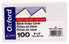 Tarjeta Índice Blanca c/100 Blanco 3×5" Oxford® 30 Paquete 78787030046 01