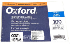 Tarjeta Índice Blanca c/100 Blanco 4×6" Oxford® 40 Paquete 78787040045 01