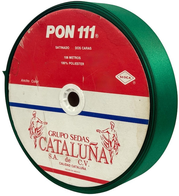 Listón Cataluña Satin 0111 Satin 2 Caras K 021 Verde Bandera A9 (108m) Cataluña® [Metro]