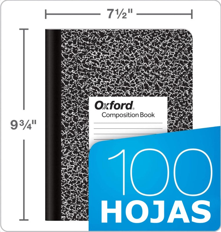 Cuaderno de Composición Marmoleado Negro Raya 9¾×7½" Oxford® 63796 Pieza 25932637964