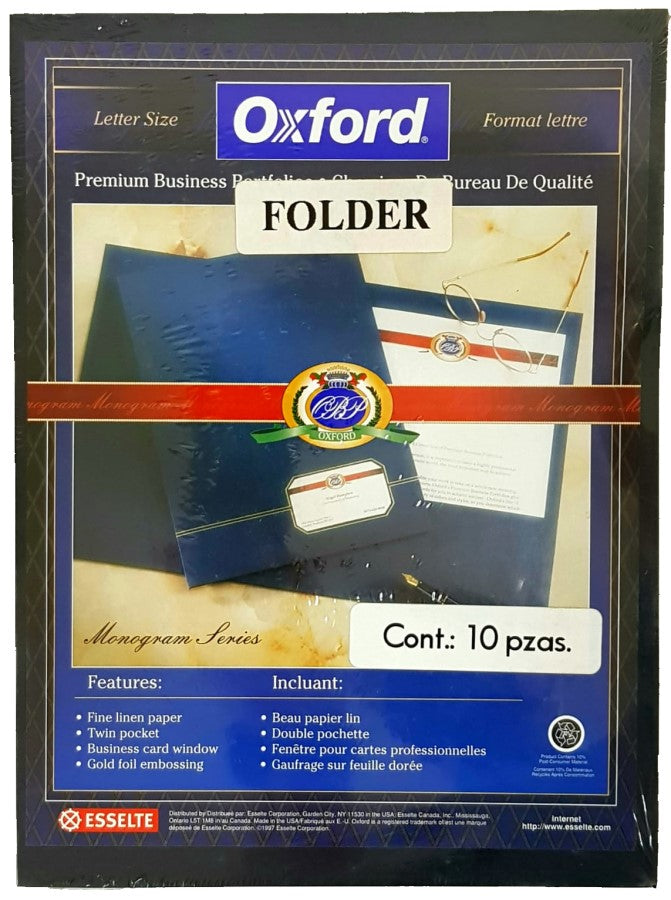 Fólder Premium Monogram c/10 Negro Carta Esselte® 10601 Paquete 78787106017 01