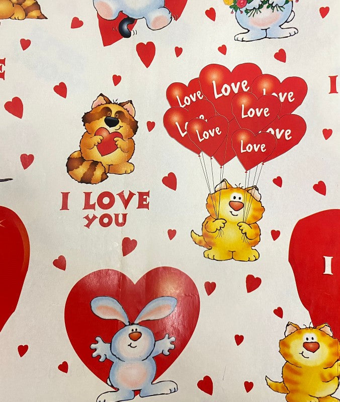 Papel Regalo San Valentin Love you gatitos y conejo c/25 50×70cm granmark® CYP10-R [Paquete]